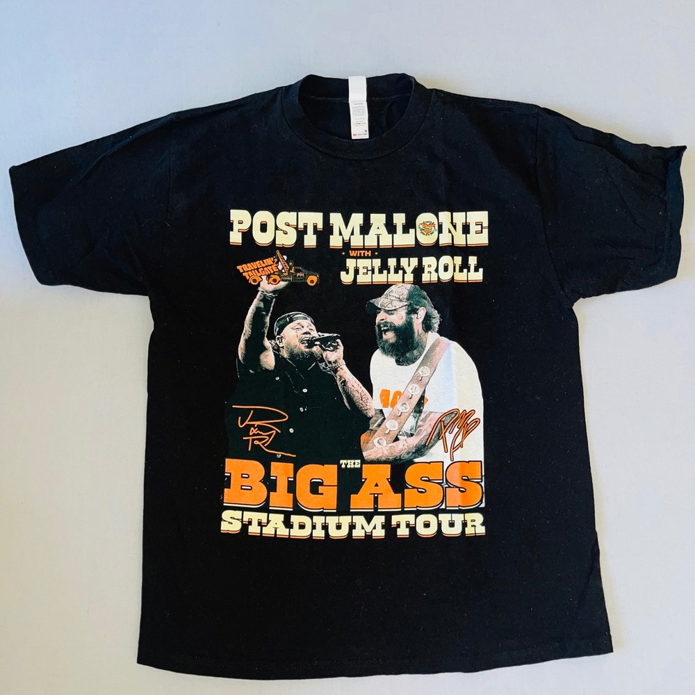 Post Malone Jelly Roll Big A$$ Stadium Tour T-Shirt Mens Medium Black Concert